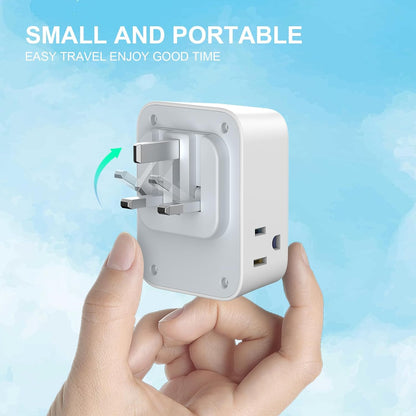 2 Pack European Travel Plug Adapter, VYLEE International Travel Adapter with 2 Outlets 4 USB Ports(2 USB C), 6 in 1 Type C Travel Essentials Charger for US to Most of Europe EU Italy Spain France