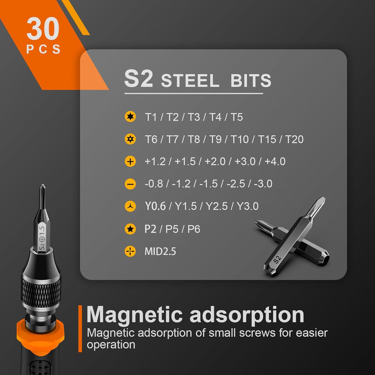 JOREST 40Pcs Small Precision Screwdriver Set, Mini Tool Kit with Torx T5 T6 T8 T9, Triwing Y00, Star Pentalobe, Repair for Ring Doorbell, Laptop, PC, Switch, PS5, Xbox, MacBook, iPhone, Watch, Glasses