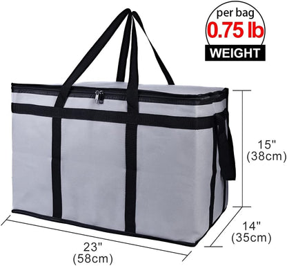 Bodaon Isolierte Essensliefertasche - Warm- & Kalthaltetransporttasche, Catering/Doordash Pizzawärmer, Einkaufstasche, Kühltasche für Partys (Schwarz-Rot, 1 St.), Ideal für den Transport warmer Speisen