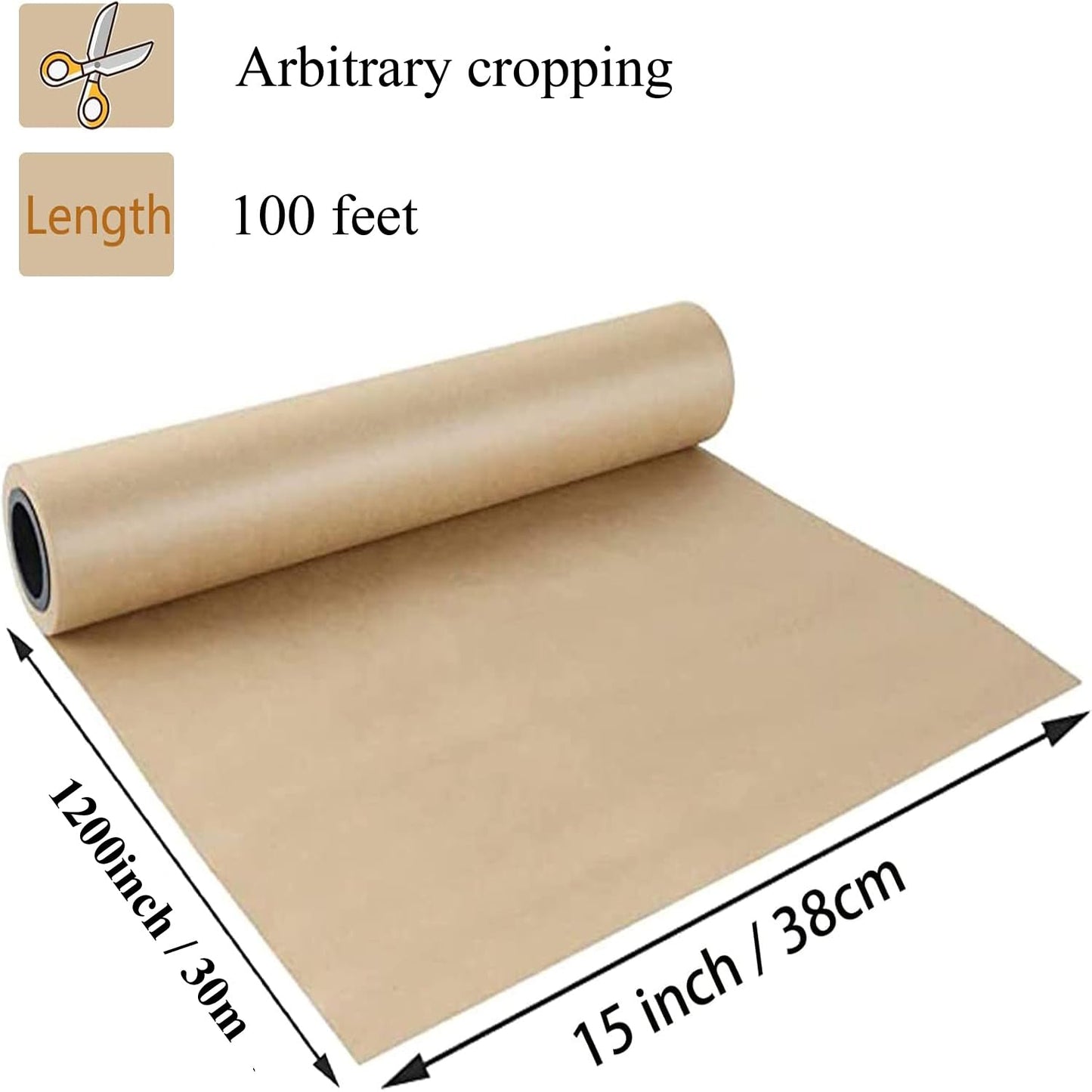 Shinok Braunes Kraftpapier auf Rolle – 38,1 cm x 10 m (400") Braunes Packpapier zum Umziehen, kleine Bastelpapierrolle zum Einpacken von Geschenken, Kunst, Weihnachten