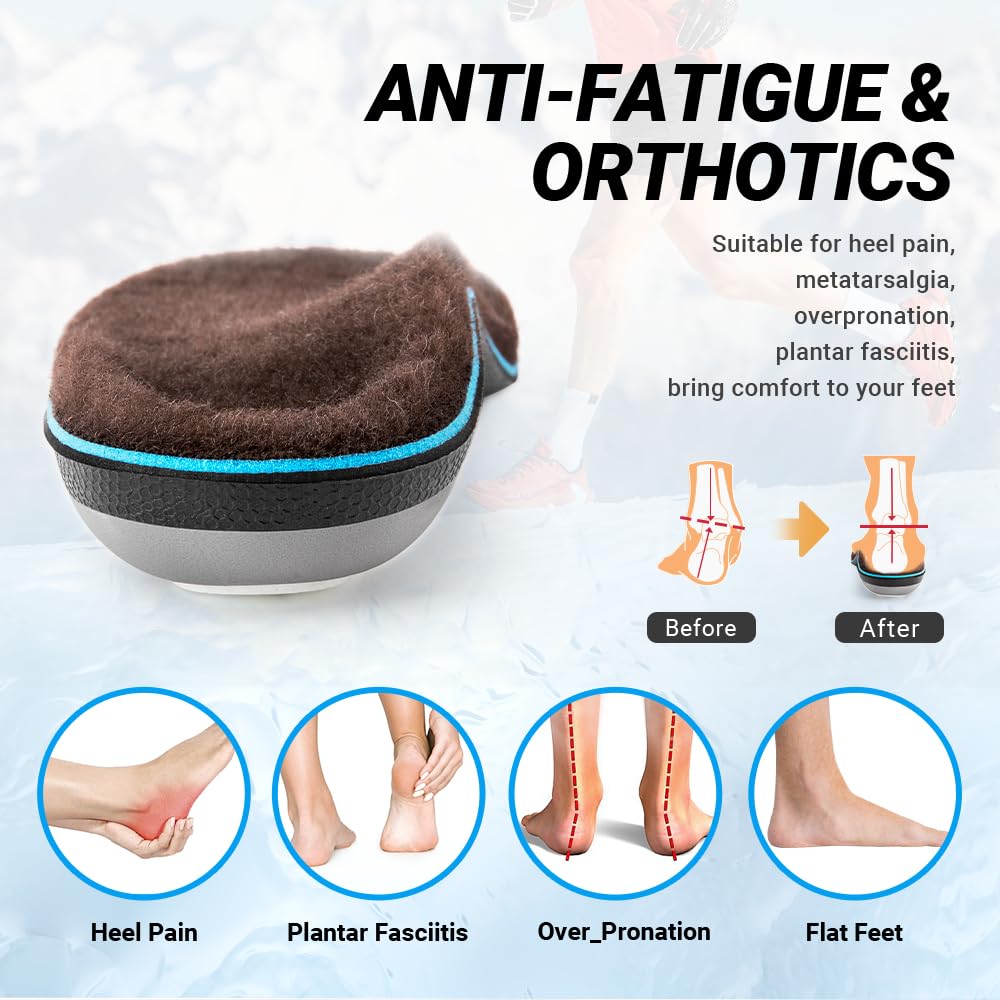 VALSOLE Heavy Duty Support Pain Relief Orthotics - 220+ lbs Plantar Fasciitis High Arch Support Insoles for Men Women, Flat Feet Orthotic Insert, Work Boot Shoe Insole, Absorb Shock with Every Step