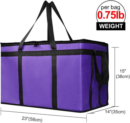 Bodaon Isolierte Essensliefertasche - Warm- & Kalthaltetransporttasche, Catering/Doordash Pizzawärmer, Einkaufstasche, Kühltasche für Partys (Schwarz-Rot, 1 St.), Ideal für den Transport warmer Speisen