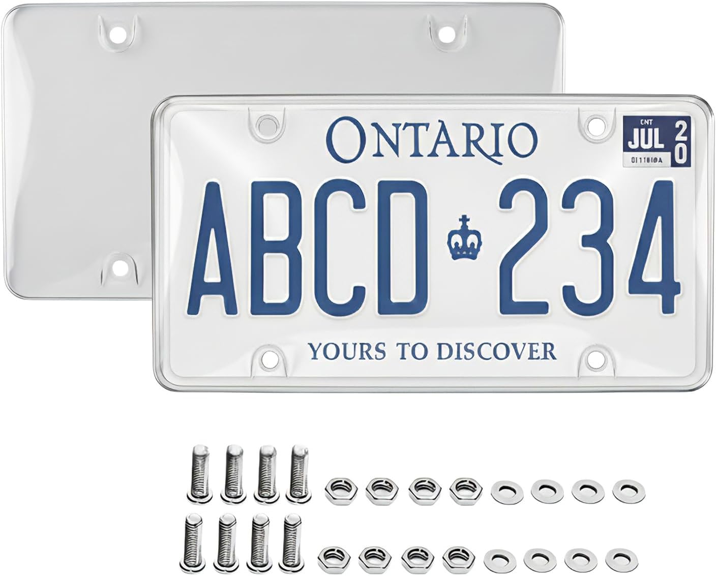 2-Pack Clear License Plate Cover, Unbreakable Bubble Shield for US/Canada Car Tag, UV Protection, Heavy Duty License Plate Protector, Universal Fit (Screws Included)