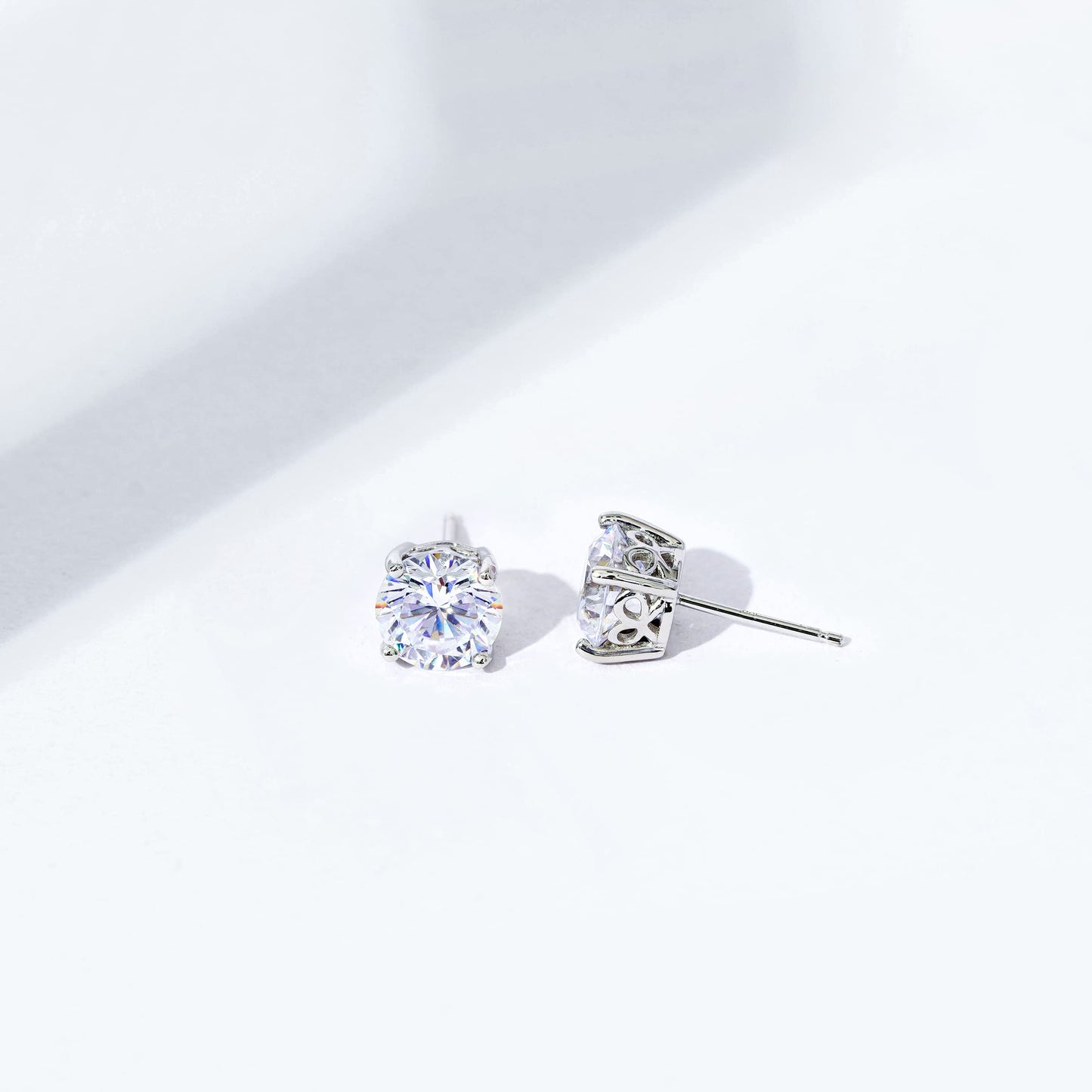 Amazon Essentials Yellow Gold Plated, Platinum or Rose Gold Plated Sterling Silver Infinite Elements Cubic Zirconia Stud Earrings | White, Blue, Green, or Pink Cubic Zirconia