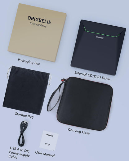 ORIGBELIE externes DVD-Laufwerk, CD-Laufwerk USB 3.0 Typ-C CD/DVD ROM +/-RW Adapter mit USB-Anschluss DVD-Brenner für Laptop, PC, Desktop-Computer, optisches Laufwerk CD-Player kompatibel mit Mac Windows Linux