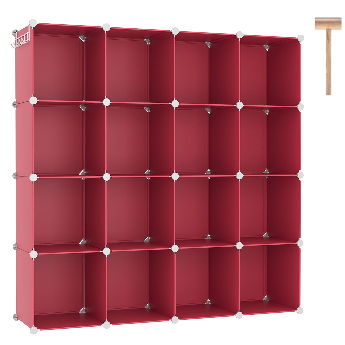 C&AHOME Cube Storage Organizer, 16-Cube Shelves Units, Plastic Storage Cubes, DIY Closet Organizer, Modular Closet Storage Shelves Ideal for Home, Bedroom, 48.4" L × 12.4" W × 48.4" H Black SUM3016H