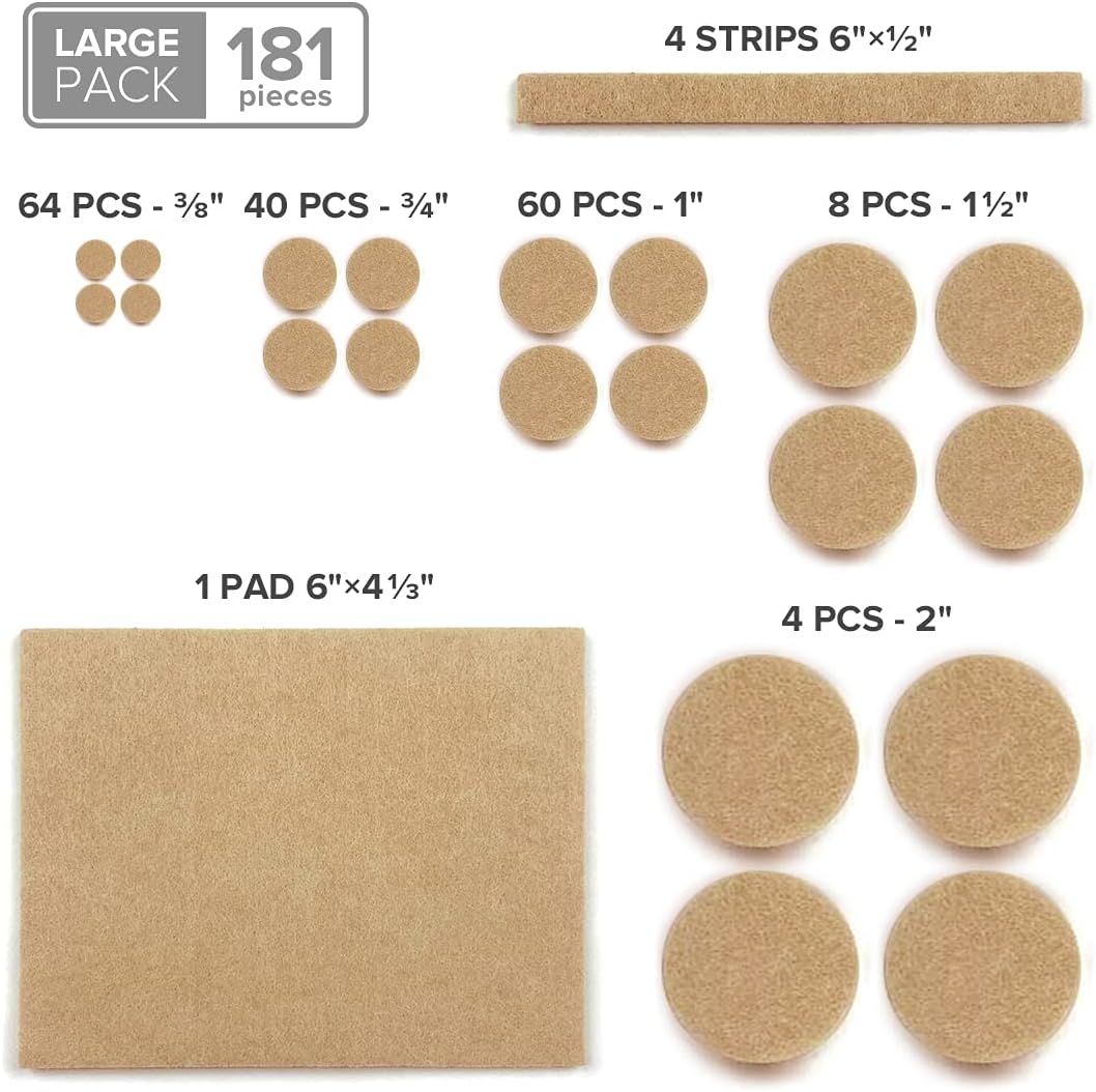 Felt Pads X-PROTECTOR - Giant 235 Pack Premium Furniture Pads. Huge Quantity Felt Furniture Pads Wood Floor Protectors for Furniture Feet – Best Hardwood Floor Protectors. Protect Your Wood Floors!