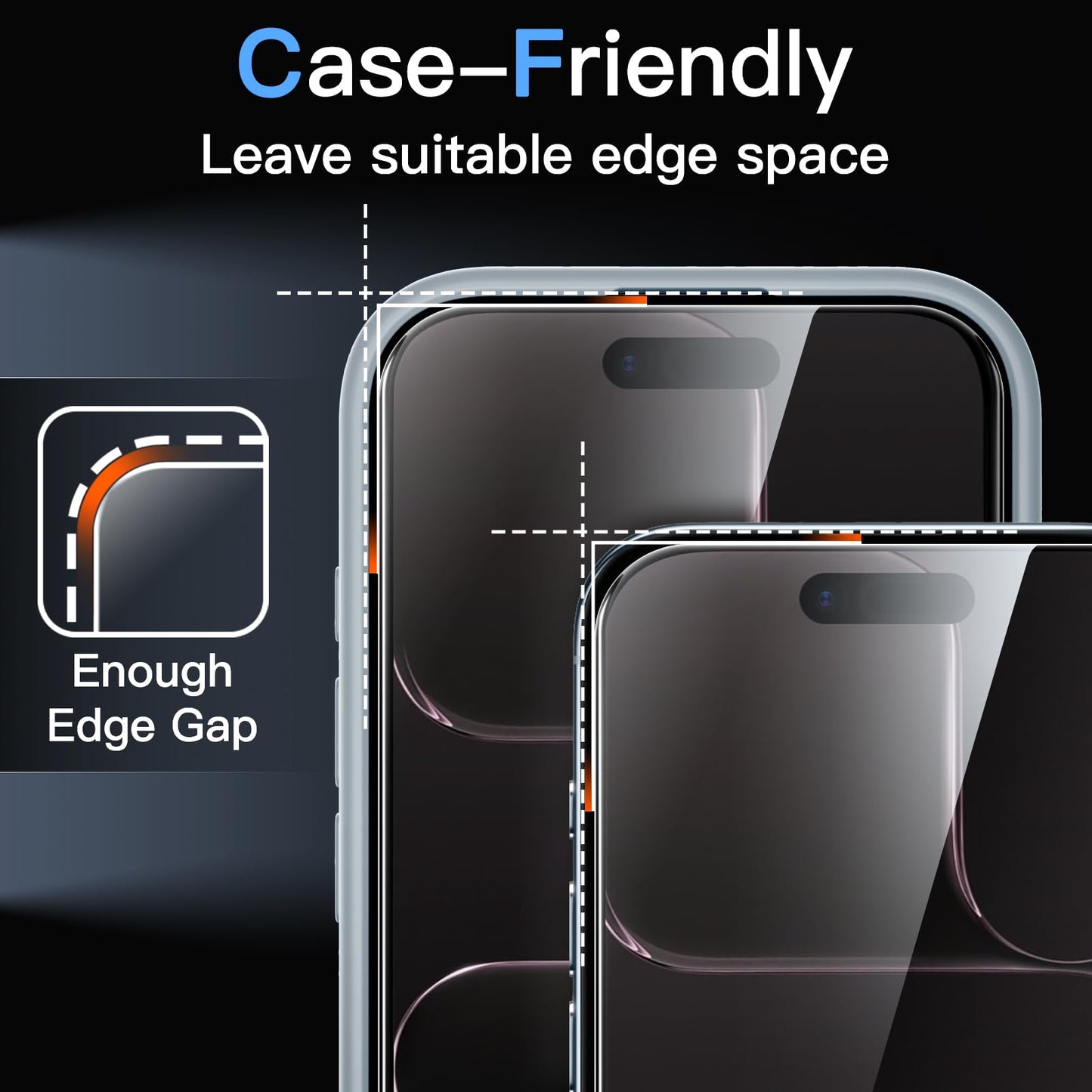 JETech Displayschutzfolie für iPhone 16 6,1 Zoll, gehärtetes Glas mit einfachem Installationstool, Case-Friendly, HD Klar, 3 Stück