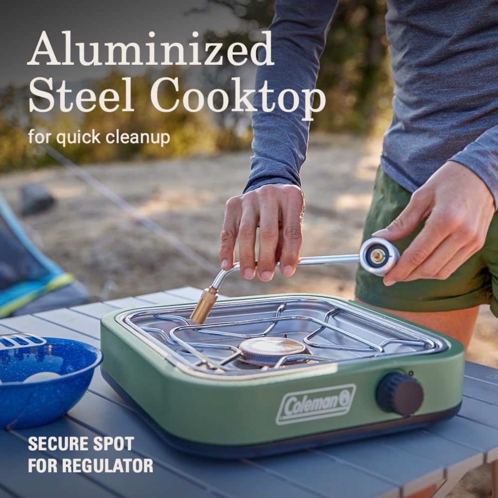 Coleman Cascade 3-in-1 Outdoor Camp Stove, Portable Cooktop with Included Cast-Iron Grill & Griddle Accessories, 24,000 BTUs of Power for Camping, Tailgating, Grilling