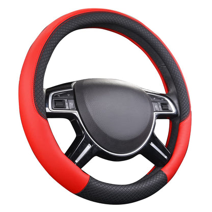 CAR PASS Line Rider Mikrofaser-Leder Sportlicher Lenkradbezug Universal Passend für 95% LKW, SUV, PKW, 36,8-38,1 cm Rutschfest Sicher Bequem Design (Schwarz-Grau)