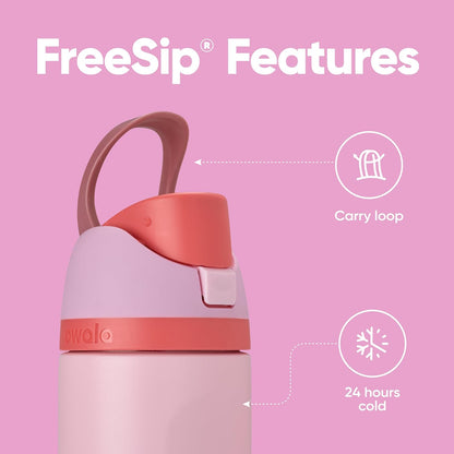 Owala FreeSip Isolierte Edelstahl-Wasserflasche mit Strohhalm für Sport und Reisen, BPA-frei, 710 ml, Shy Marshmallow