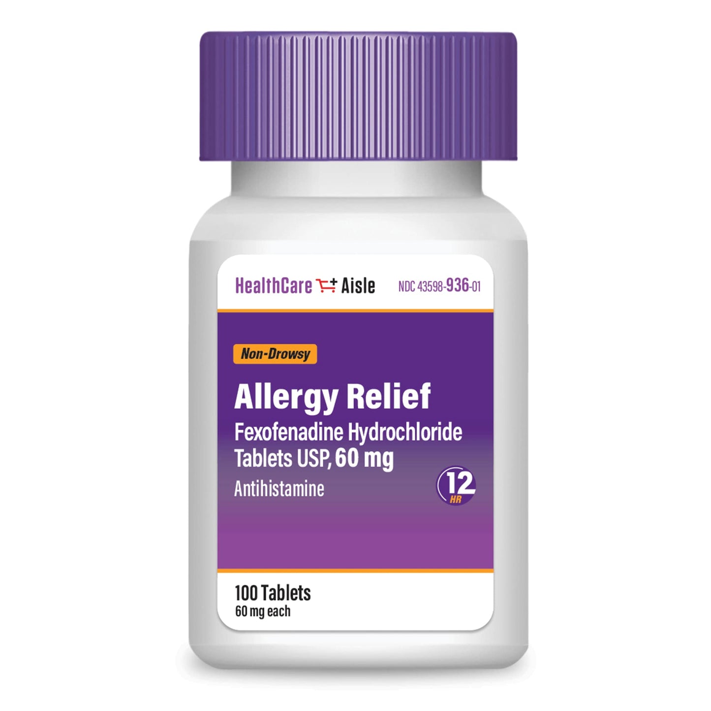 HealthCareAisle Allergy Relief - Fexofenadine Hydrochloride Tablets USP, 180 mg - 180 Tablets - Allergy Medication, Non-Drowsy 24-Hour Relief, (Pack of 2)