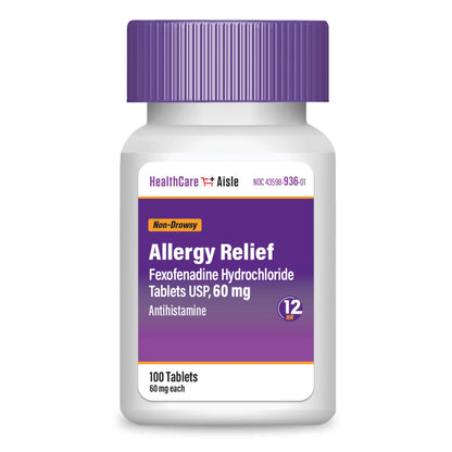HealthCareAisle Allergy Relief - Fexofenadine Hydrochloride Tablets USP, 180 mg - 180 Tablets - Allergy Medication, Non-Drowsy 24-Hour Relief, (Pack of 2)
