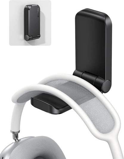 Lamicall Headphone Stand, Sticky Headset Hanger - Adhesive Headphone Holder Hook Mount, Headset Stand Holder Clip Under Desk, Earphone Clamp for Airpods Max, Sony, Sennheiser, Black, Gift for Mom
