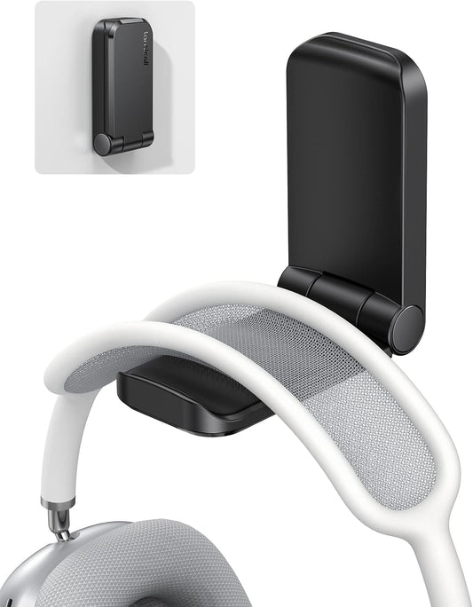 Lamicall Headphone Stand, Sticky Headset Hanger - Adhesive Headphone Holder Hook Mount, Headset Stand Holder Clip Under Desk, Earphone Clamp for Airpods Max, Sony, Sennheiser, Black, Gift for Mom
