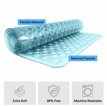 GORILLA GRIP Patentierte Badewannen-Duschmatte, Maschinenwaschbare Badewannenbodenmatte, Saugnäpfe und Abflusslöcher für saubere Wannen, Badezimmer-Essentials, 89x41 cm, Transparent