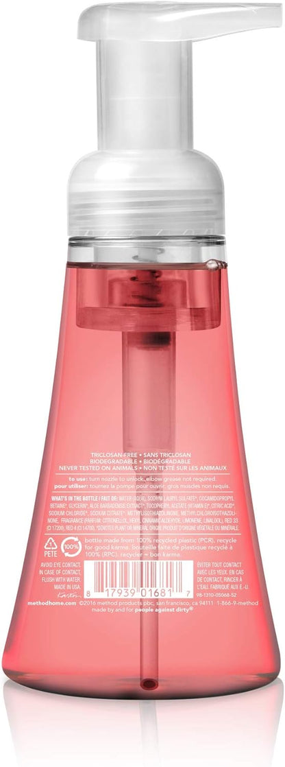 Method Schaumseife für die Hände, Biologisch Abbaubare Formel mit Schaumseifenspender aus 100 % Recyceltem Plastik, Duftnote Waterfall, 300 ml Seifenpumpflaschen, 3er-Pack, Klar