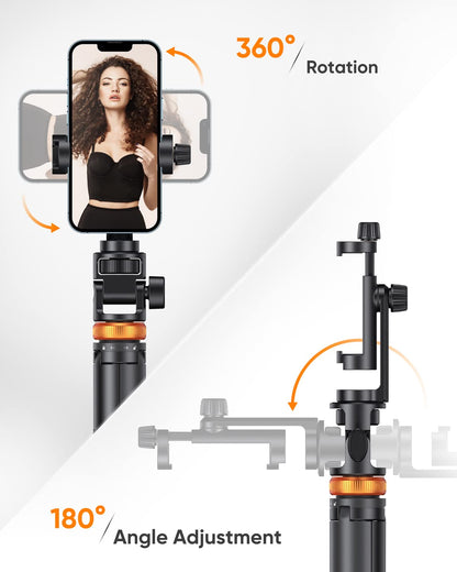 EUCOS 62" Handy-Stativ, Stativ für iPhone und Selfie-Stick mit Fernbedienung, ausziehbarer Handy-Ständer und ultimativer Handy-Halter, robustester Handy-Ständer, kompatibel mit iPhone/Android