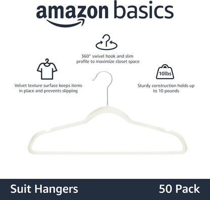 Amazon Basics Samtkleiderbügel für Anzüge – 30er-Pack, Schwarz