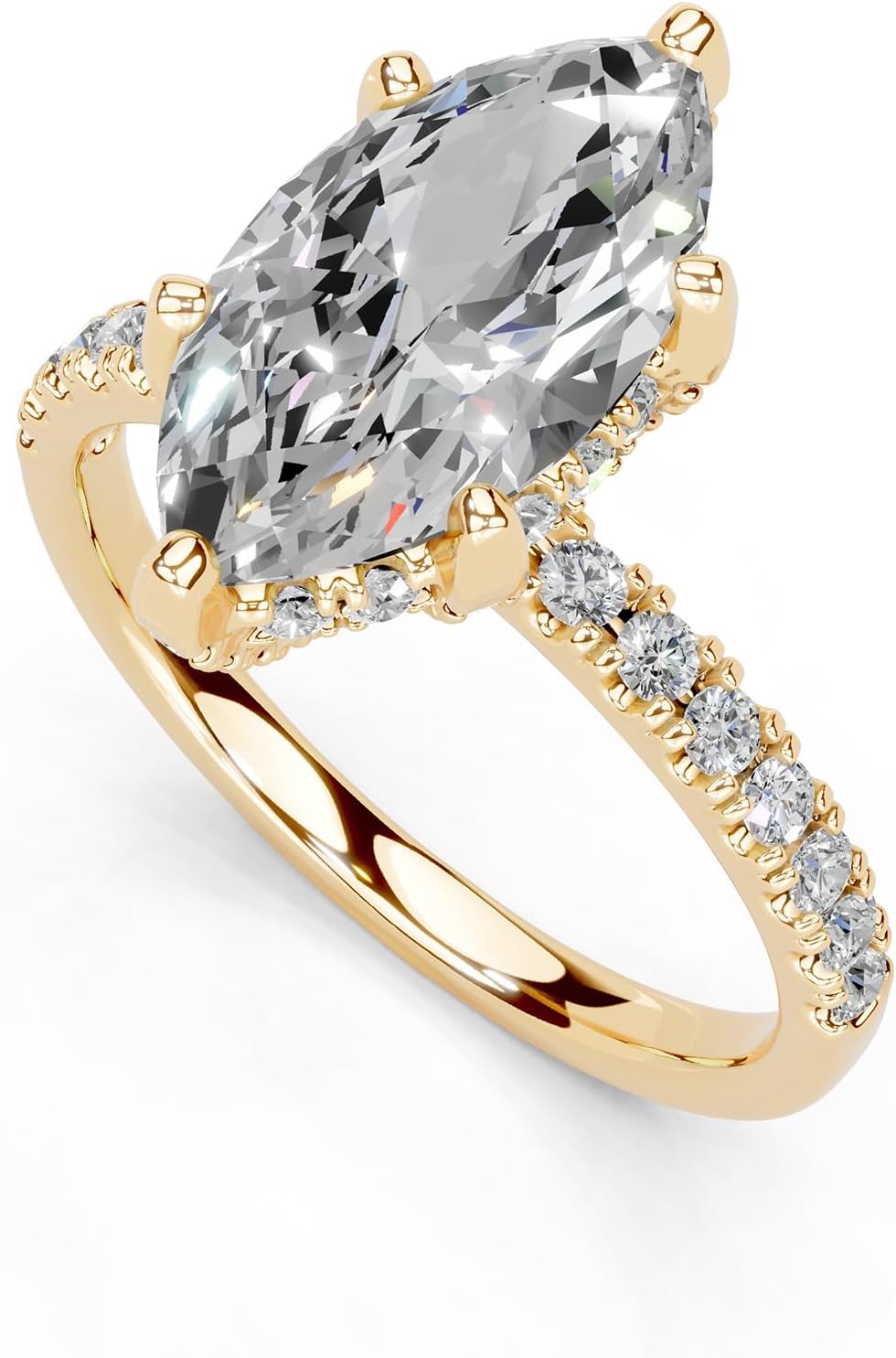 Marquise Cut Lab Grown Diamond IGI Certified 3 Prong Hidden Halo Engagement Anniversary Wedding Ring in 14K Gold, Platinium for Women (1.0-5.0 Ct, F-G Color, VS1-VS2 Clarity)