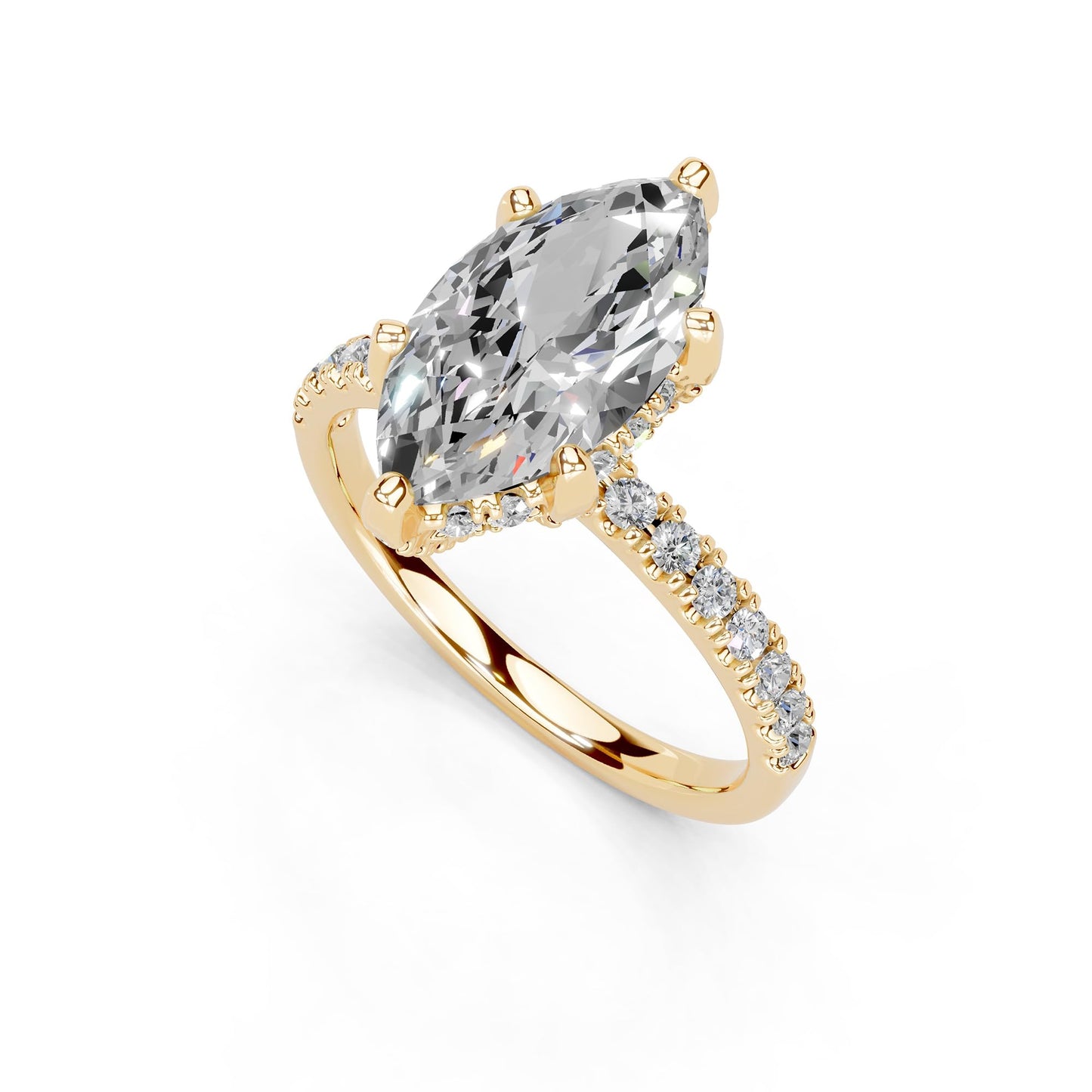 Marquise Cut Lab Grown Diamond IGI Certified 3 Prong Hidden Halo Engagement Anniversary Wedding Ring in 14K Gold, Platinium for Women (1.0-5.0 Ct, F-G Color, VS1-VS2 Clarity)