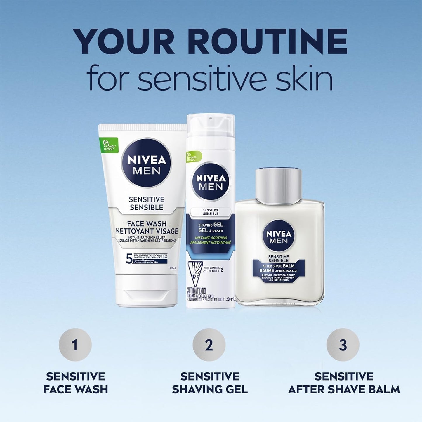 NIVEA MEN Sensitive Haut After Shave Balsam, After Shave für Männer mit empfindlicher Haut, ohne austrocknenden Alkohol, Aftershave beruhigt und schützt sofort, dermatologisch getestete Hautpflege, 2 x 100 ml