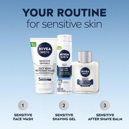NIVEA MEN Sensitive Haut After Shave Balsam, After Shave für Männer mit empfindlicher Haut, ohne austrocknenden Alkohol, Aftershave beruhigt und schützt sofort, dermatologisch getestete Hautpflege, 2 x 100 ml