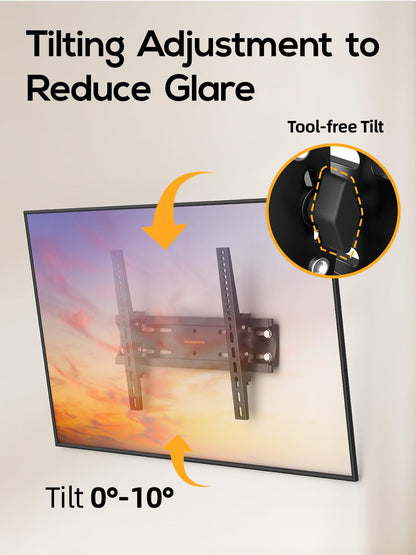 IWORKBOARD 55 65 75 85 inch Tilting TV Wall Mount for 32-90 '' TVs, Low Profile TV Mount Bracket, Safe Lock & Quick Release, Max VESA 600x400mm, 24 inch Studs,132 lbs, Fit Most 55+ 75+ 85+ 86 TVs
