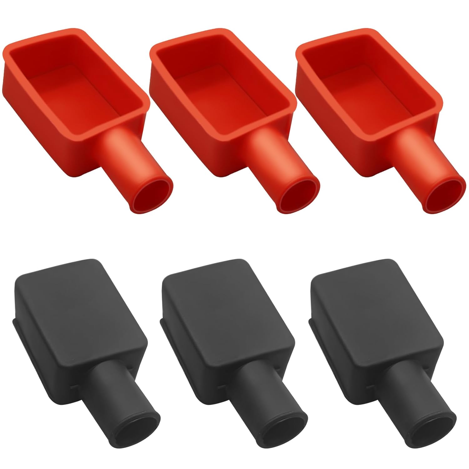 6Pcs Battery Terminal Cover, Battery Terminal Protector, Car Insulating Battery Cover, Soft Rubber Positive and Negative Poles Stud Covers Connector Top Post Cap for Car Ship Motorcycle Truck (Red/Black)