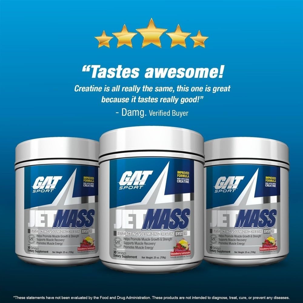 GAT Sport Jet Mass 30 Serve Creatine System, Tropical Ice, 25.4 Oz.