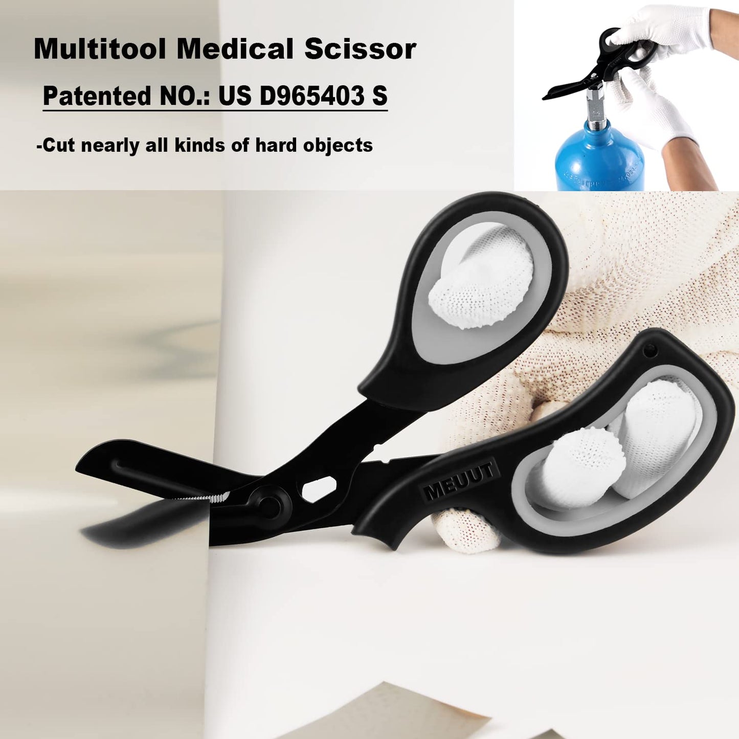MEUUT 2 Pack Medical Scissors Trauma Shears for Left and Right Hand -Patented Bandage Scissors All Purpose with Non-Stick Blades, Surgical Grade Shears Stainless Steel EMT Scissors for Nurses EMT
