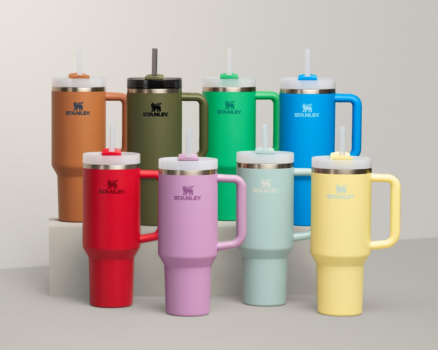 Stanley Quencher H2.0 Tumbler with Handle and Straw 40 oz | Flowstate 3-Position Lid | Cup Holder Compatible for Travel | Insulated Stainless Steel Cup | BPA-Free | Almond Rose