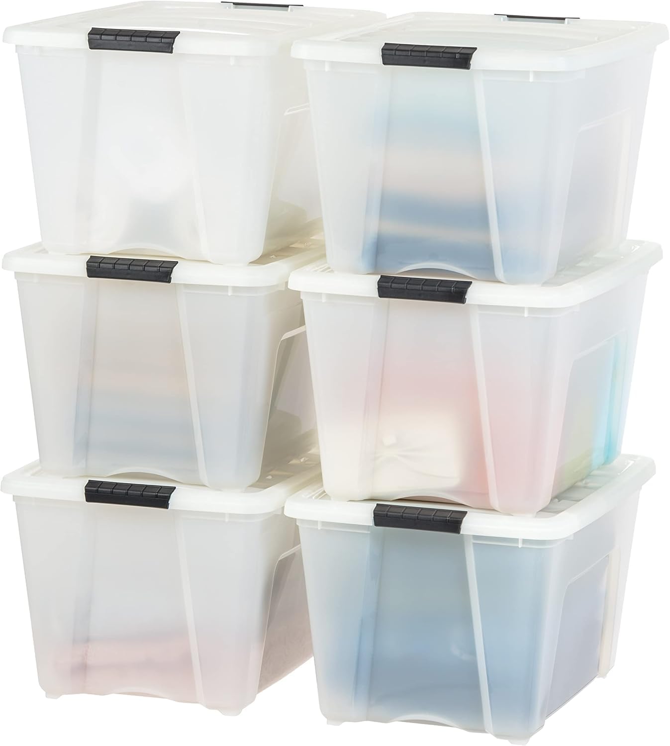IRIS USA 6-Pack Clip Box with Latching Lids, 18 Quart Craft Storage Bins, Art & Writing Supply Containers for Home, Office & Classroom Organization
