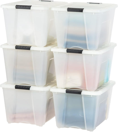 IRIS USA 6-Pack Clip Box with Latching Lids, 18 Quart Craft Storage Bins, Art & Writing Supply Containers for Home, Office & Classroom Organization