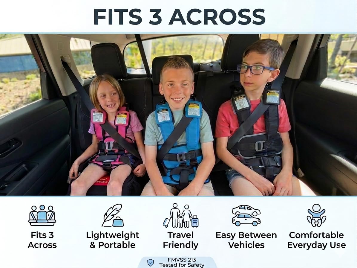 RideSafer Travel Vest Gen 6 - Small (26.5-50 lbs) - Blue - Lightweight Portable Child Safety Car Seat for Travel, Rental Cars, Rideshares