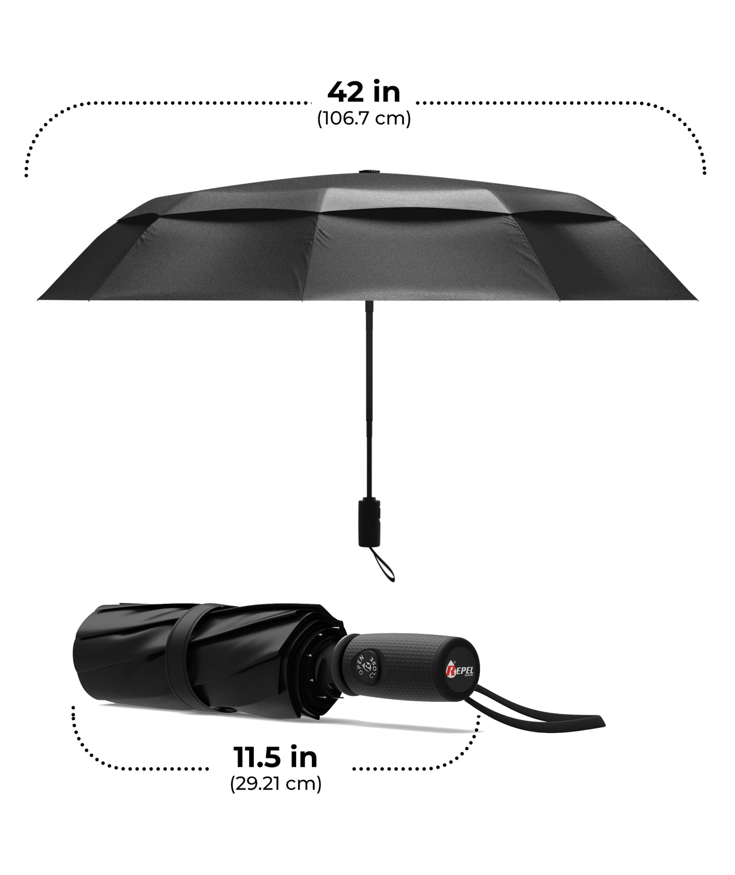 Repel Windproof Travel Umbrella - Compact & Withstands Winds up to 100MPH , Strongest Premium Auto Folding Umbrella for Rain and Sun - Durable, Light & Portable for Women & Men , Fits Backpack & Cars