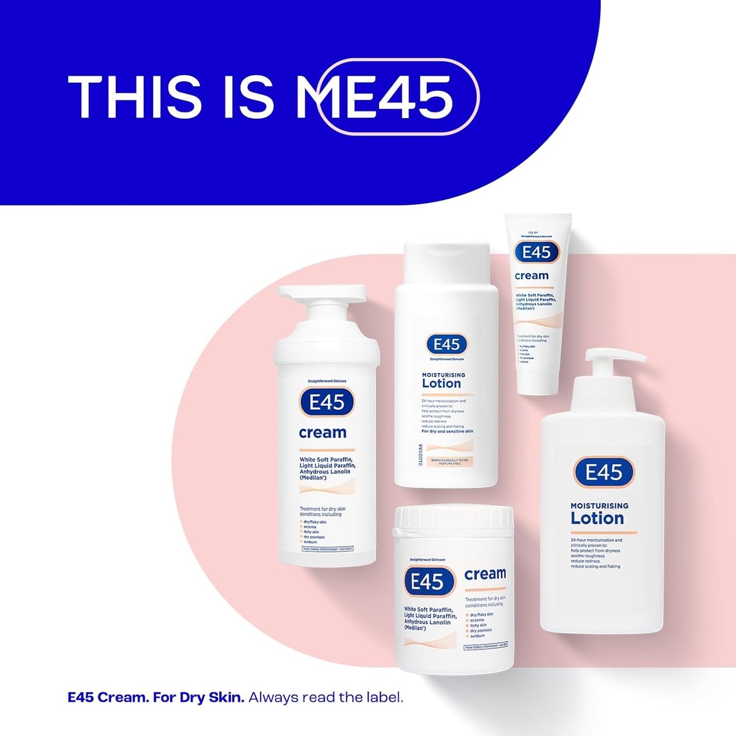 E45 - Dermatological Cream For Dry Skin Conditions ; Non Greasy Emollient ; Hypoallergenic ; 350g
