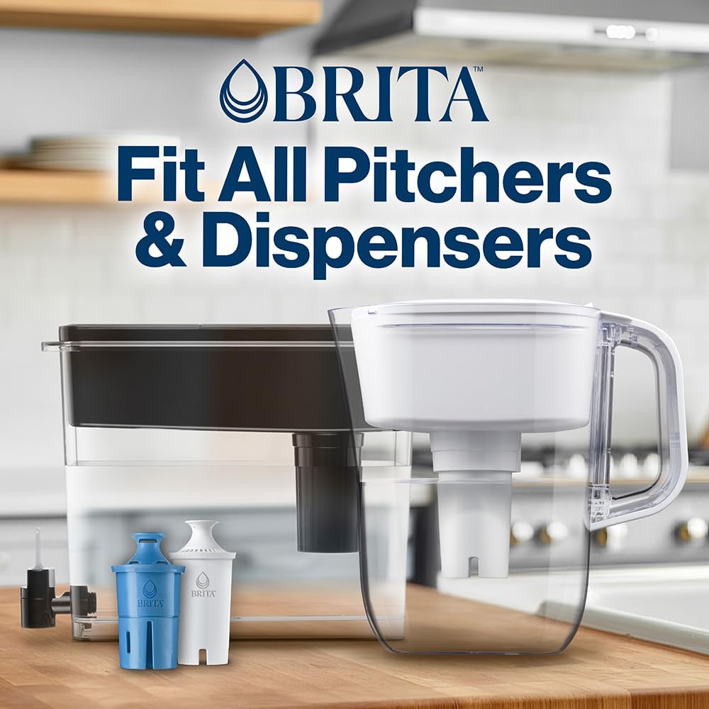 Brita Standard Replacement Filter, Reduces Contaminants while keeping healthy minerals, Certified by WQA to reduce Chlorine for improved taste, Made without BPA, Replace after 151 litres, 3 Count