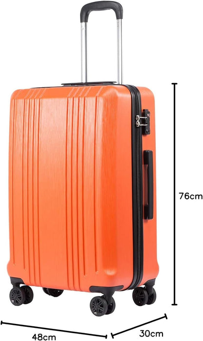 Coolife Koffer PC+ABS mit TSA-Schloss Rollkoffer Hartschale Leichtgewicht 20 Zoll 24 Zoll 28 Zoll (Orange, S (20 Zoll_Handgepäck))
