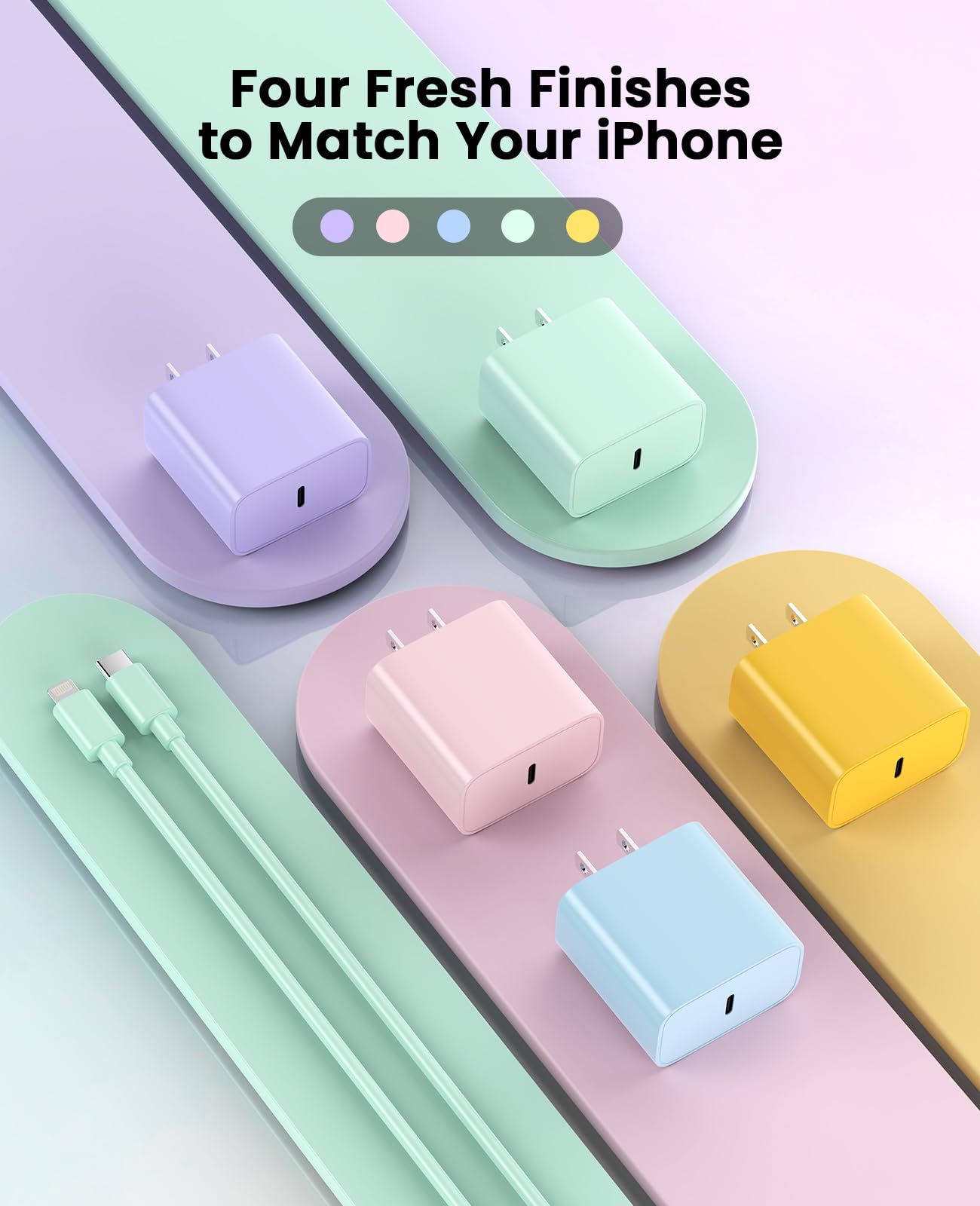 iPhone Ladegerät Schnelllade-2er-Pack Typ C Wandladegerät mit 2er-Pack [1,8 m & 3 m] langem USB C auf Lightning Kabel für iPhone 14/13/12/12 Pro Max/11/Xs Max/XR/X, AirPods Pro