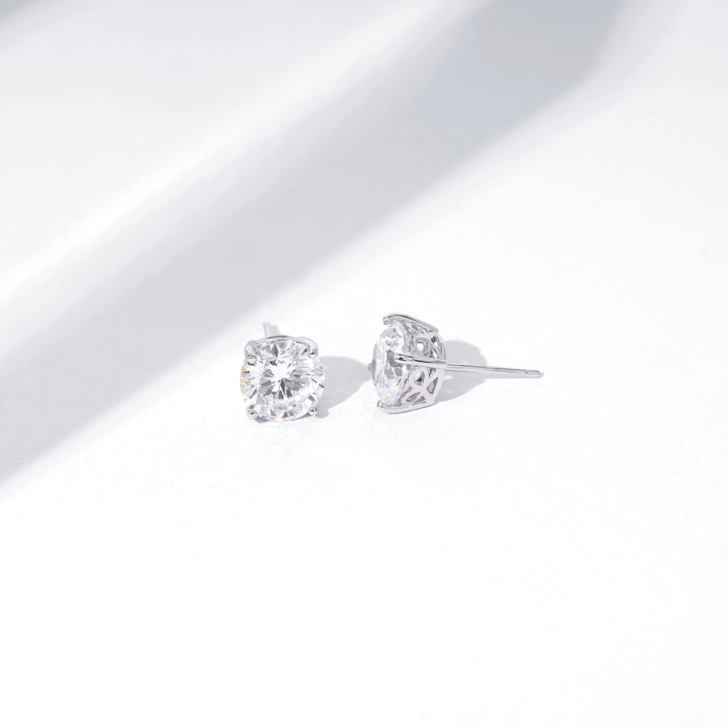 Amazon Essentials Yellow Gold Plated, Platinum or Rose Gold Plated Sterling Silver Infinite Elements Cubic Zirconia Stud Earrings | White, Blue, Green, or Pink Cubic Zirconia