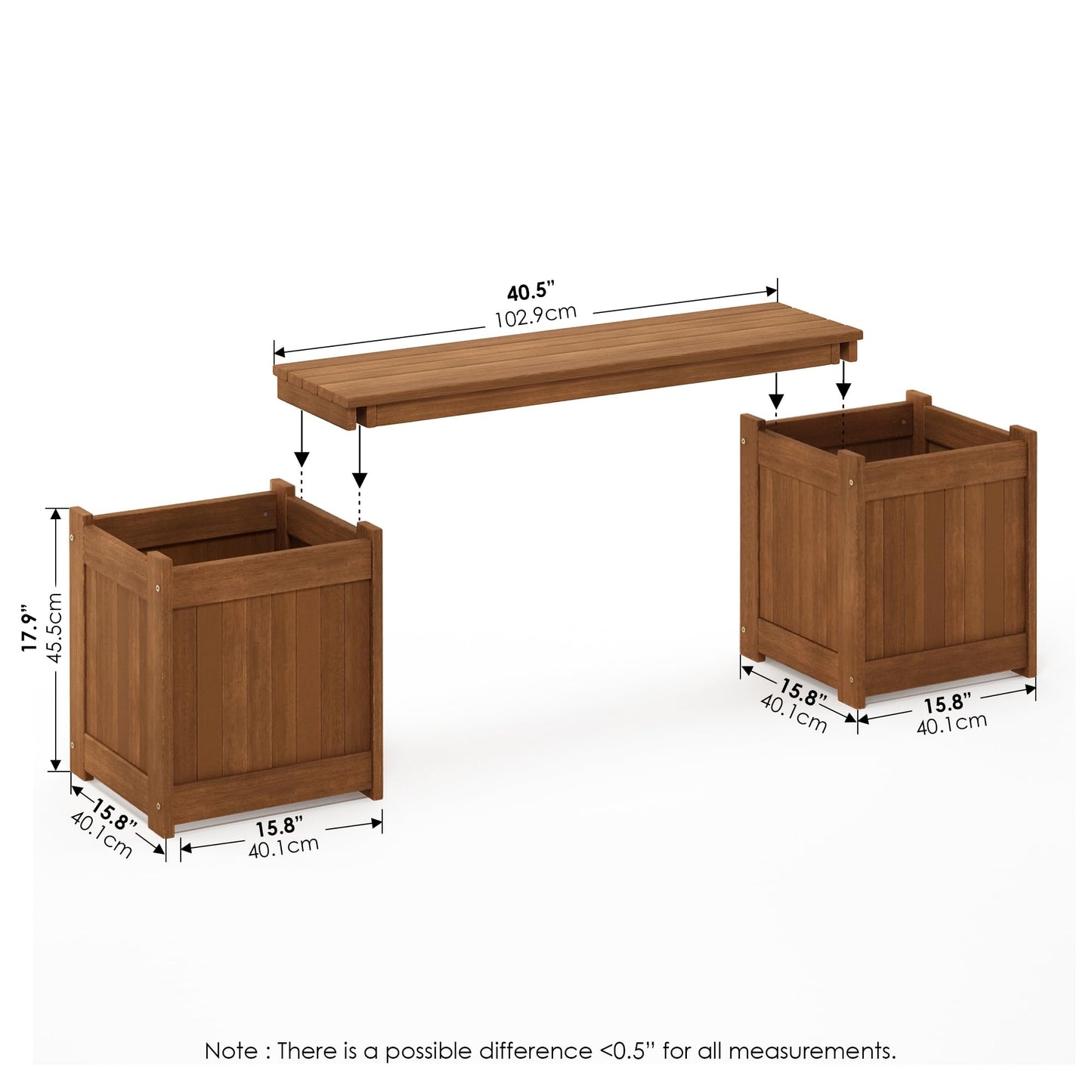 Furinno FG17478 Tioman Outdoor Patio Furniture Hardwood Potting Bench, Natural