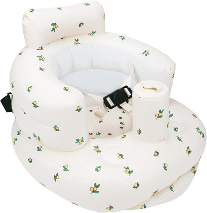 Aufblasbarer Babysitz, aufblasbarer Babystuhl für Babys ab 3 Monaten, aufblasbarer Sommerstuhl mit integrierter Luftpumpe, Baby-Bodensitz zum Sitzenlernen, Spielen, Campen, Orange