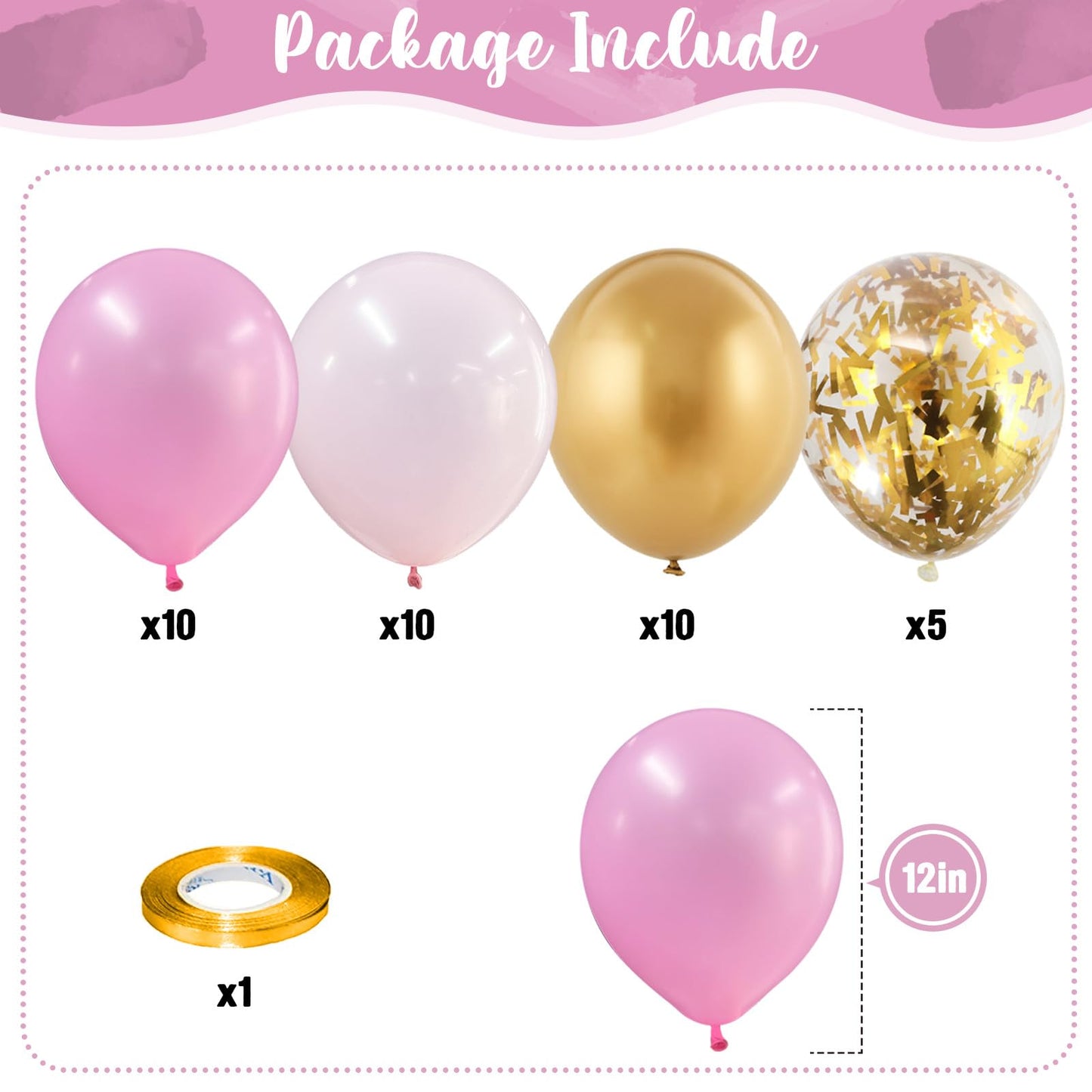 Pastellrosa und lilafarbene Ballons, 12-Zoll-Metallic-Lila-Flieder-Pink-Konfetti-Ballon-Set für Mädchen, Frauen, Kpop, Schmetterling-Geburtstag, Babyparty, Brautparty, Hochzeit, Prinzessin, Disco, Musikparty-Dekorationen