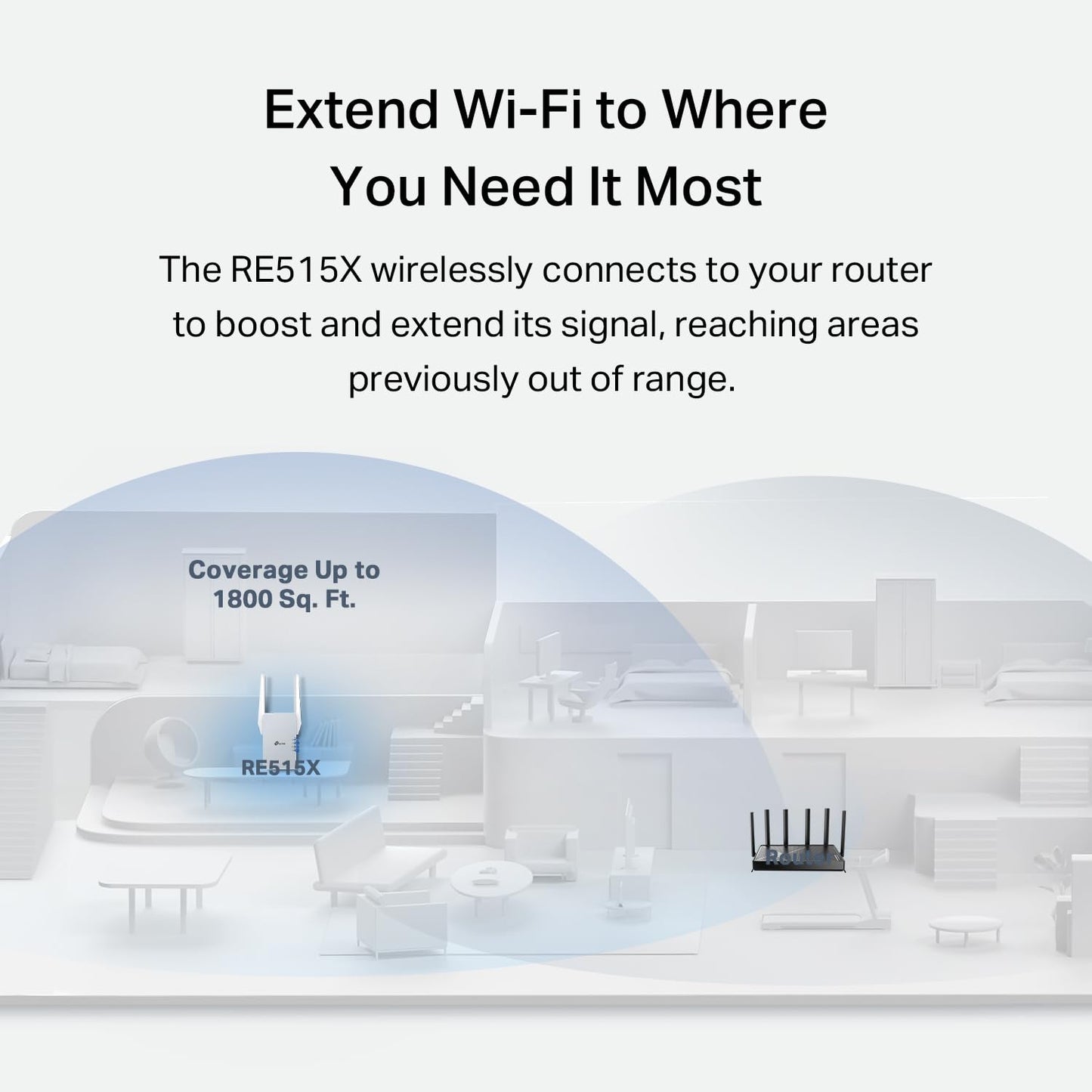 TP-Link AC1200 WiFi Repeater, 2023 Engadget Best Budget Pick, 1.2 Gbit/s Signalverstärker für Zuhause, Dualband 5 GHz/2.4 GHz, deckt bis zu 140 m² und 30 Geräte ab, unterstützt Onemesh, ein Ethernet-Port (RE315)