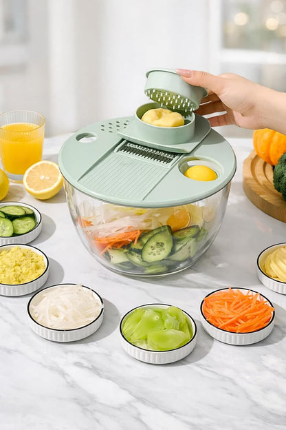 Salad Spinner 7‑Piece Multifunction Set – Lettuce Spinner, Vegetable Washer, Salad Chopper, Slicer, Shredder & Grater – Salad Bowl with Lid & All‑in‑One Kitchen Gadget for Easy Prep