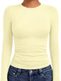AUTOMET Womens Crew Neck Long Sleeve Shirts Compression Underscrubs Tops
