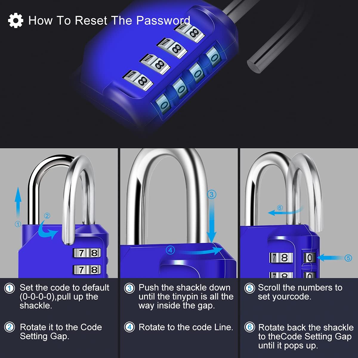 Combination Padlock, Diyife 4 Digit Locker Lock Weatherproof Lock Outdoor Combination Lock for School Gym Locker,Toolbox, Fence, Hasp, Cabinet(Black)