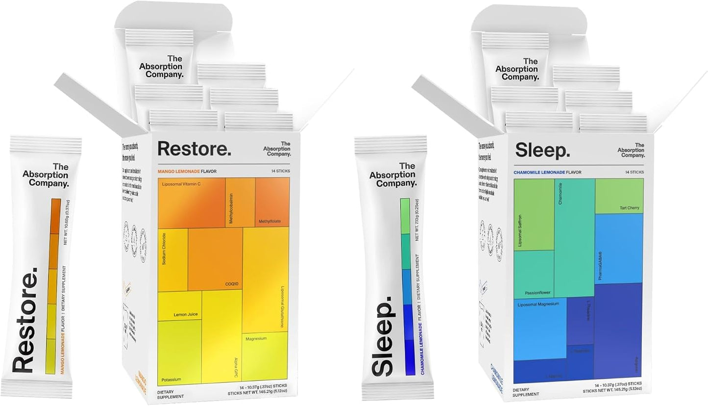 Electrolyte Powder Packets - Workout Recovery & Hydration Drink - Mango Lemonade & Sleep Aid Powder - Free Natural Supplement to Reduce Stress and Improve Sleep Quality Chamomile Lemonade (14 Sticks)