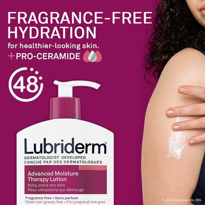 Lubriderm Advanced Moisture Therapy Feuchtigkeitscreme – Vitamin E, Vitamin B5, parfümfreie Bodylotion, 710 ml